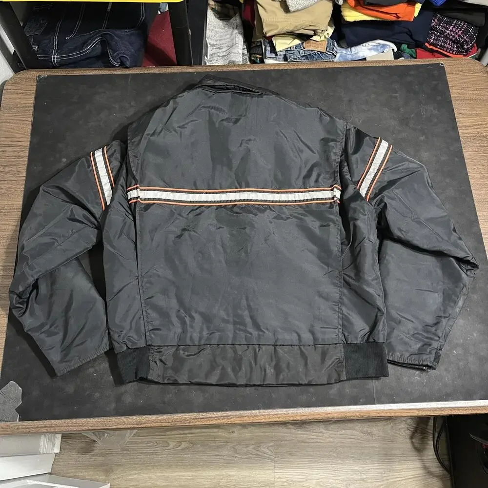 Vintage Harley Davidson Bomber Jacket Men 70s XL Black USA Motorcycle Riding AMG